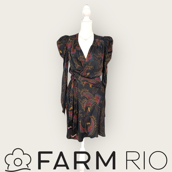 FARM RIO Sequin Toucans Wrap Dress Mini Dress - Picture 4 of 15